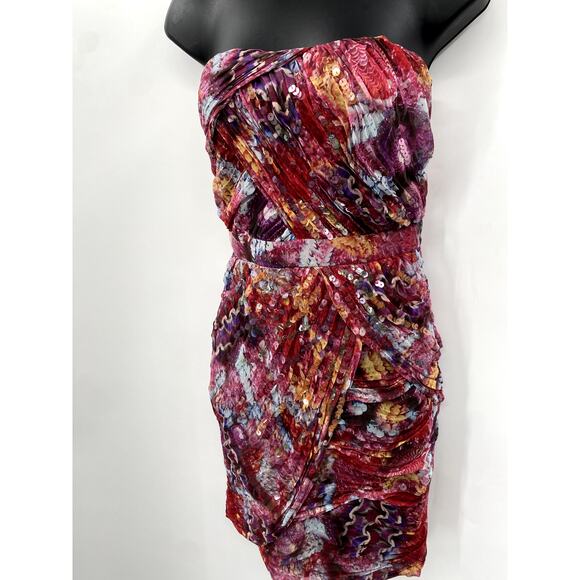 Diane Von Furtsenburg Vintage Strapless Draped Sequin Dress - Picture 3 of 7
